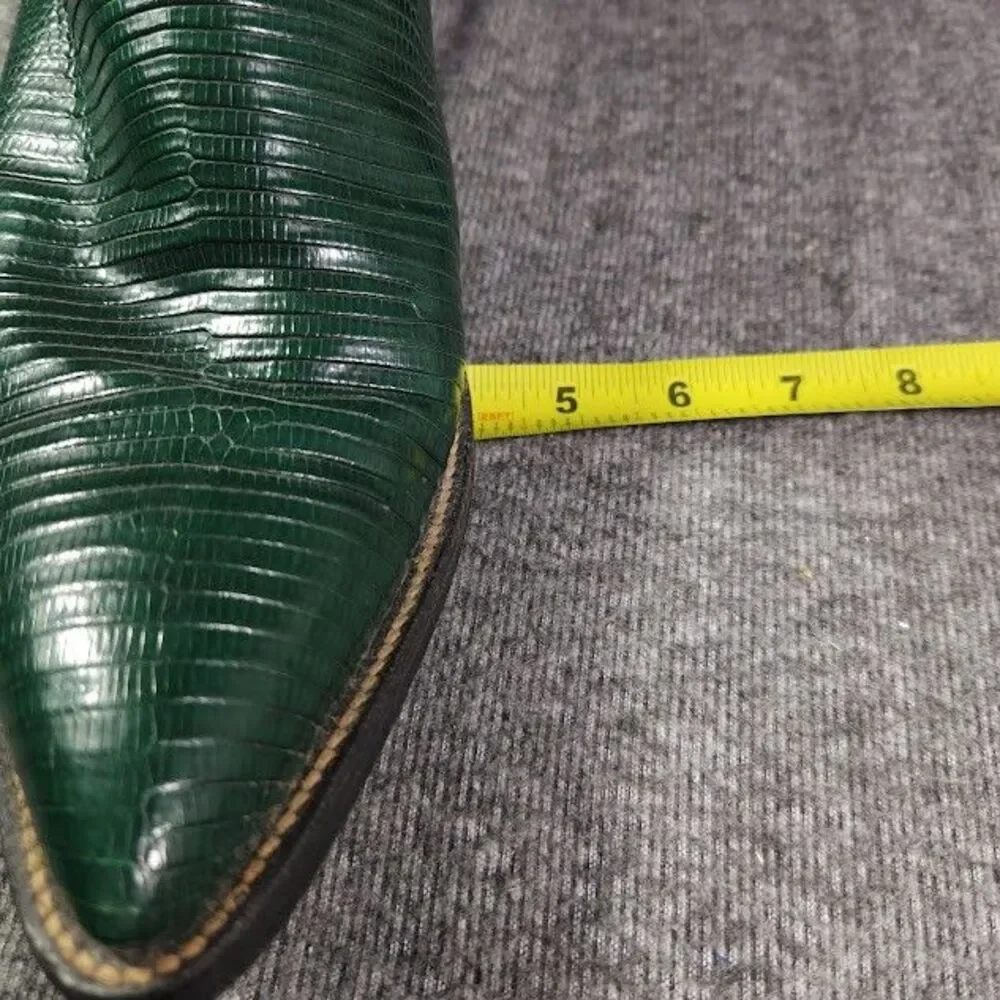 Men’s Vintage Botas Bandido Exotic Green Teju Lizard Western Cowboy Boots 8-8.5D
